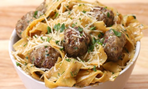 Swedish meatballs with pasta and a cream based sauce